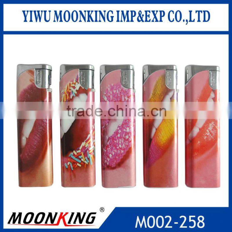 thin refillable cheap plastic cigarette lighter, electronic lighter with picture paper