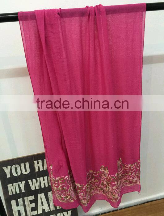 New Embroidery Design Pattern Cotton Viscose Fashion Ladies Scarf