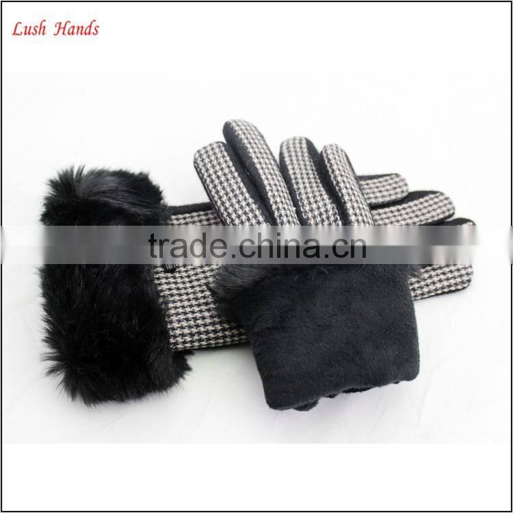 ladies fur cuff fashion woolen gloves with wholesale price