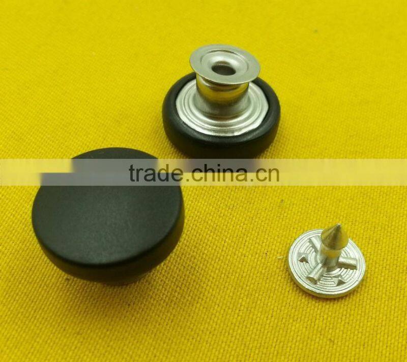 15mm Black Color Nylon Cap Removable Jeans Tack Button -- P5176