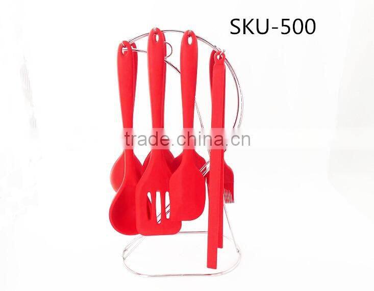 2016 Hot Sale Heat-Resistant Silicone Cooking Utensils Set with stand & silicone kitchen products