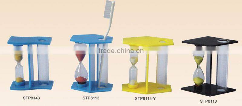 with toothbrush holder,plastic toothbrush hourglass sand timer