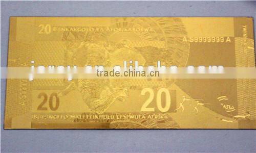 Gold plated South African20 rand Banknote