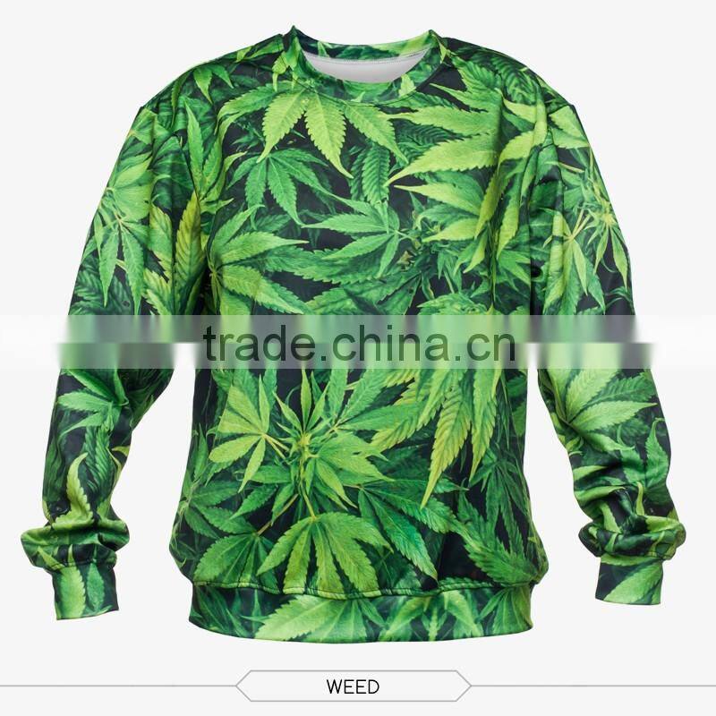 hot women handmade green weed high quality 3d print fullprint crewneck sweatshirt spring autumn unisex custom oversized pullover