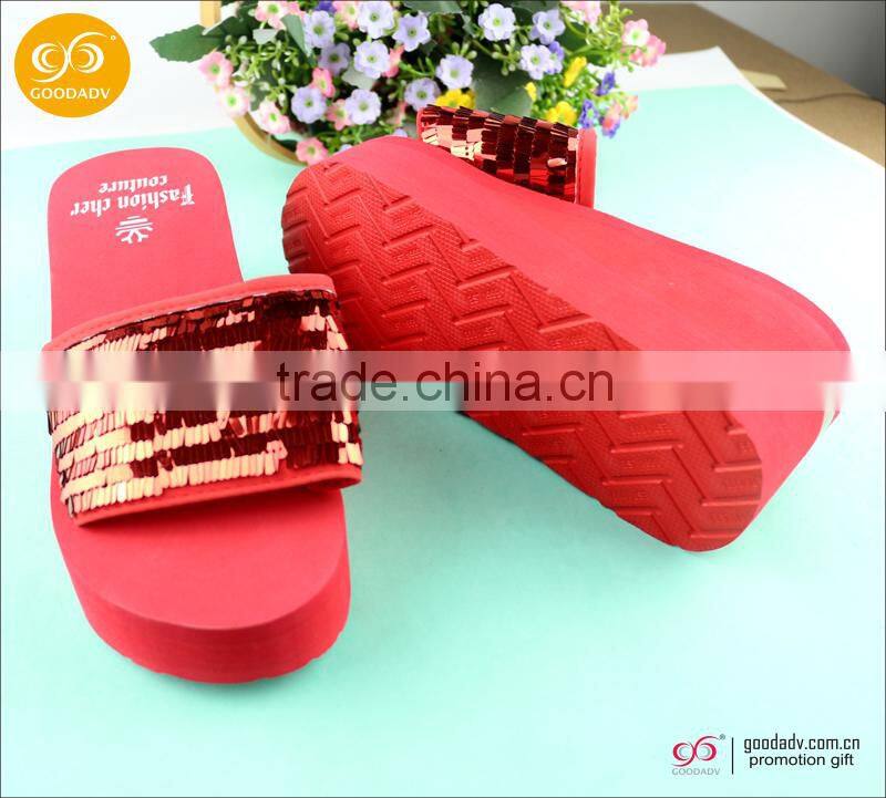 2016 summer new arrival ladies high quality wedge heel flip flops