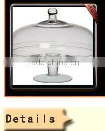 Handcut Spray Red Colored Glass Cake Plate with Clear Stand