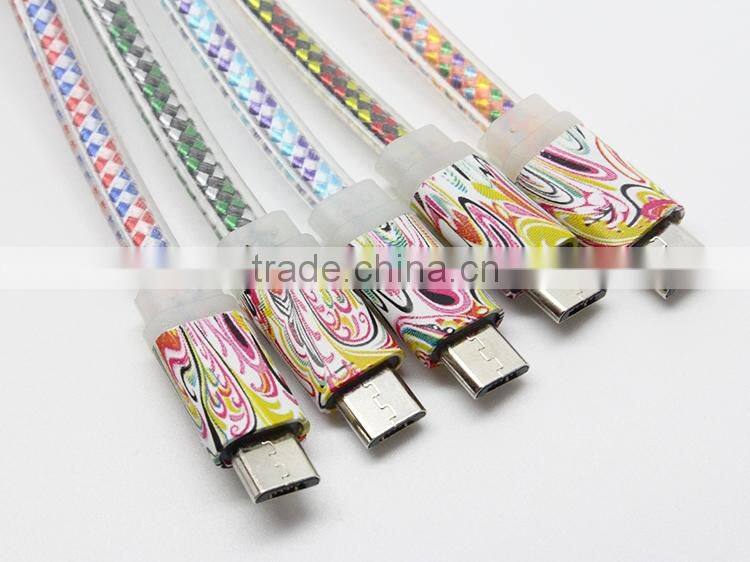 flat camouflage Micro USB charging data cable