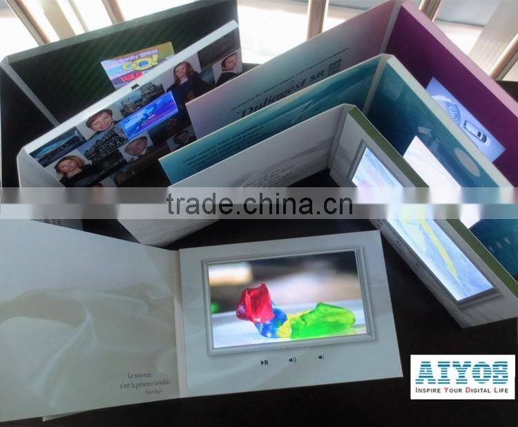 Full color Printed video Book with Lcd Screen (2.4" to 10.1") Video Brochure Card