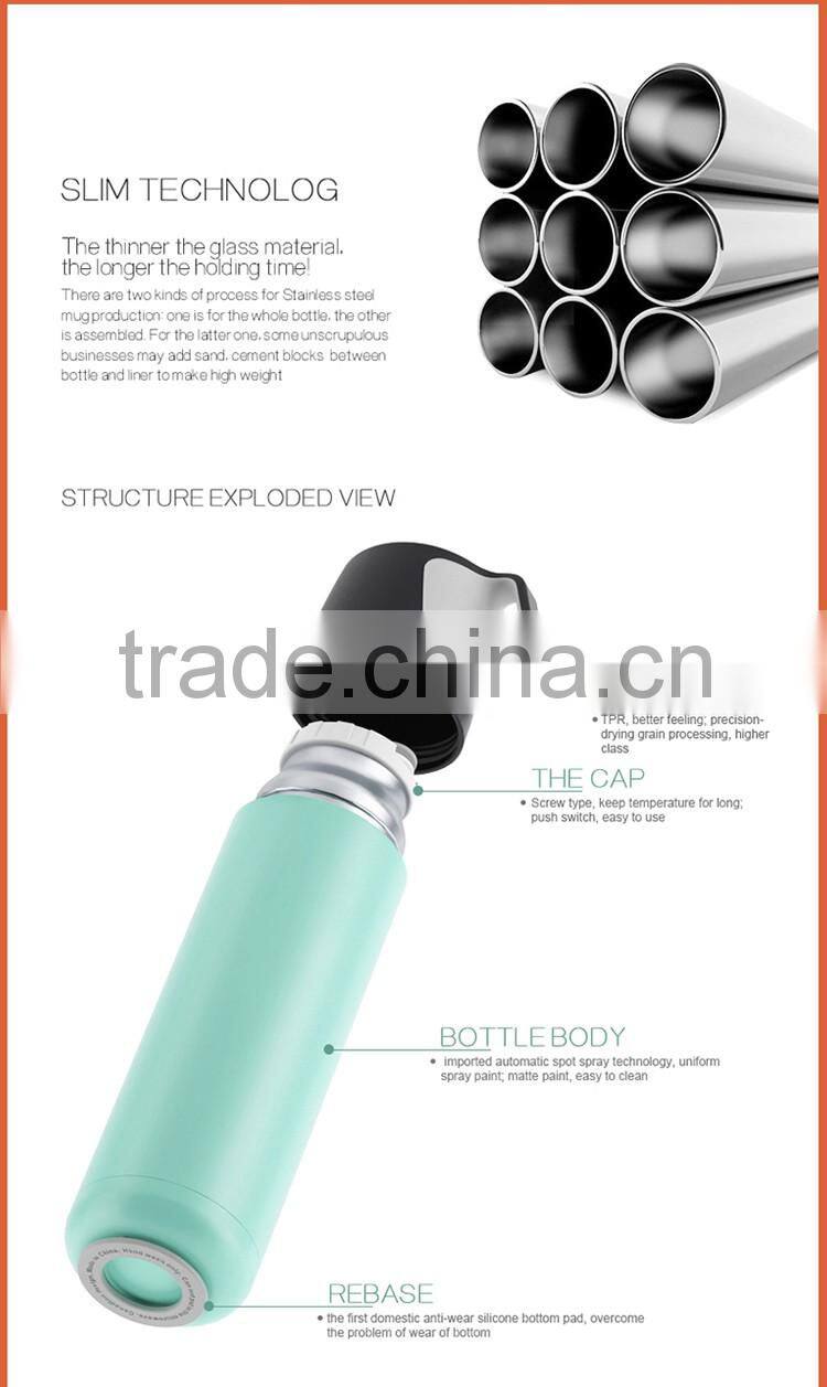 Wholesale 500ml gift with logo stainless steel vacuum bottle/double wall water bottle