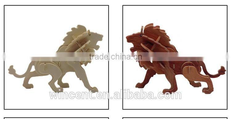 Heat Transfer Printing Imitated Lion 3D Wooden Puzzle