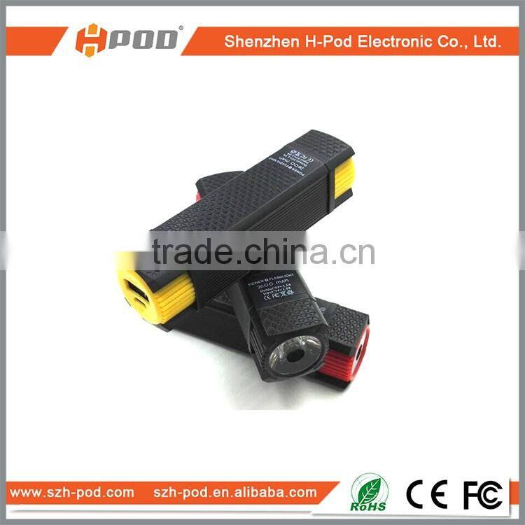 New style 2600mah power bank with led torch flashlight