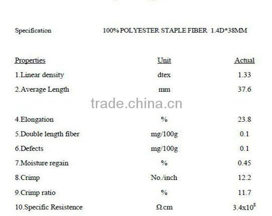 1.5D*38mm recycle dyed solid polyester staple fiber