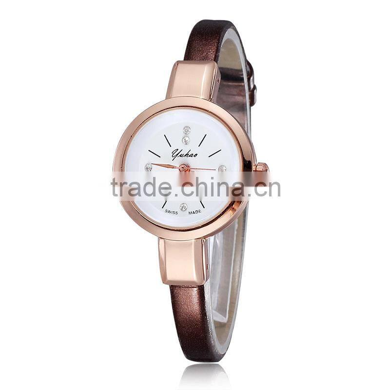 Alibaba China Top Selling Imported Japan Quartz Fashion Stainless Steel Vogue Good Quality PU leather Wrist Watch in Stock!