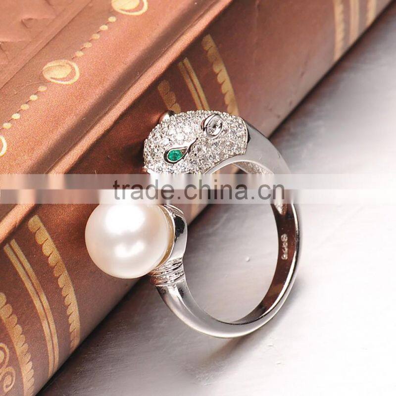 Leopard design S925 silver pearl jewelry Rings for export