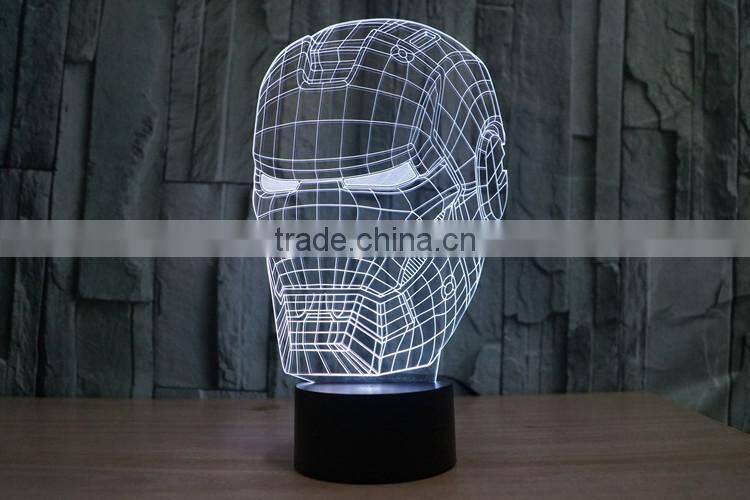 IRON MAN shape skull 3d illusion lamps acrylic Indoor USB + battery operated decorative led night light