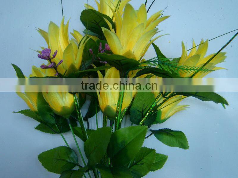 12 heads artificial flowers arrangements in vase