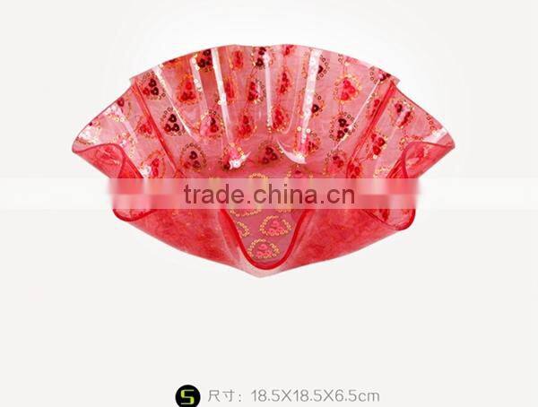 Red big fashional transparent acrylic fruit plate dry fruit plate