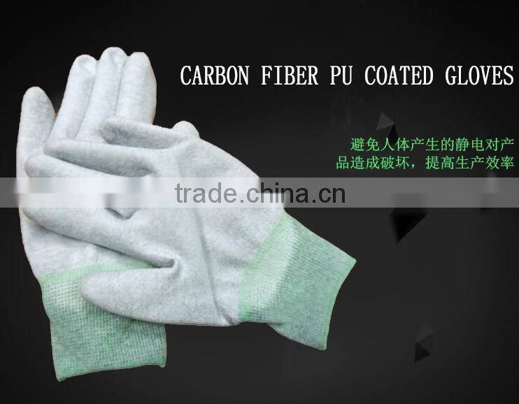 sales well white with green PU coated labor gloves in China
