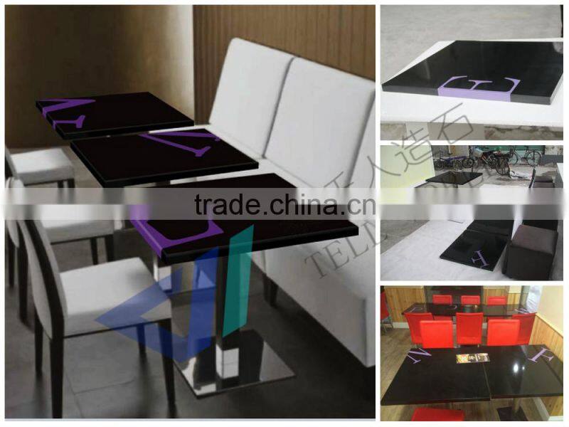 2015 TW Hot sale fast food table and chairs round dining table marble
