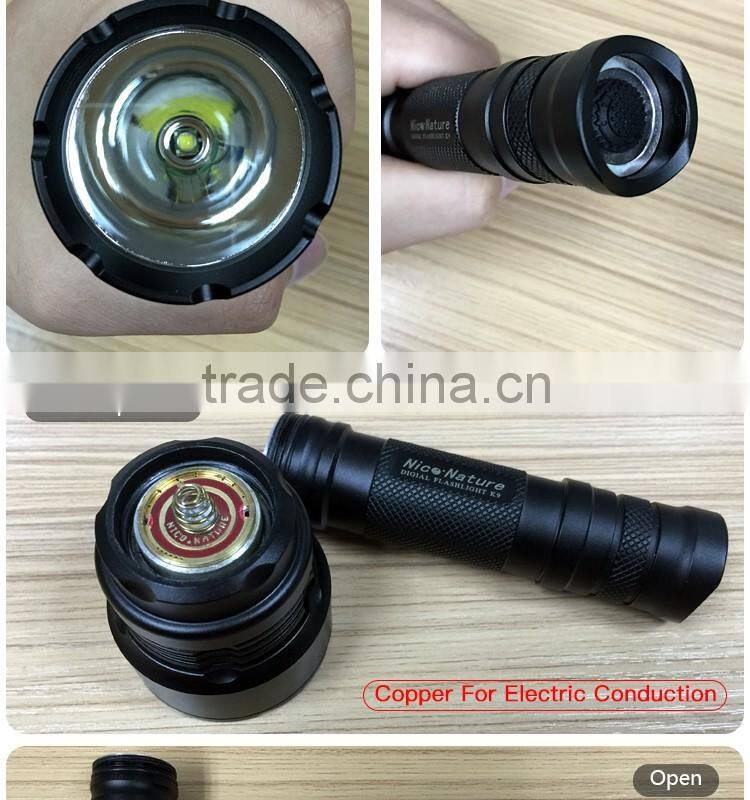 Nico Nature best selling in china XML U2 1000 Lumens Aluminium Alloy Flashlight torch light tactical edc