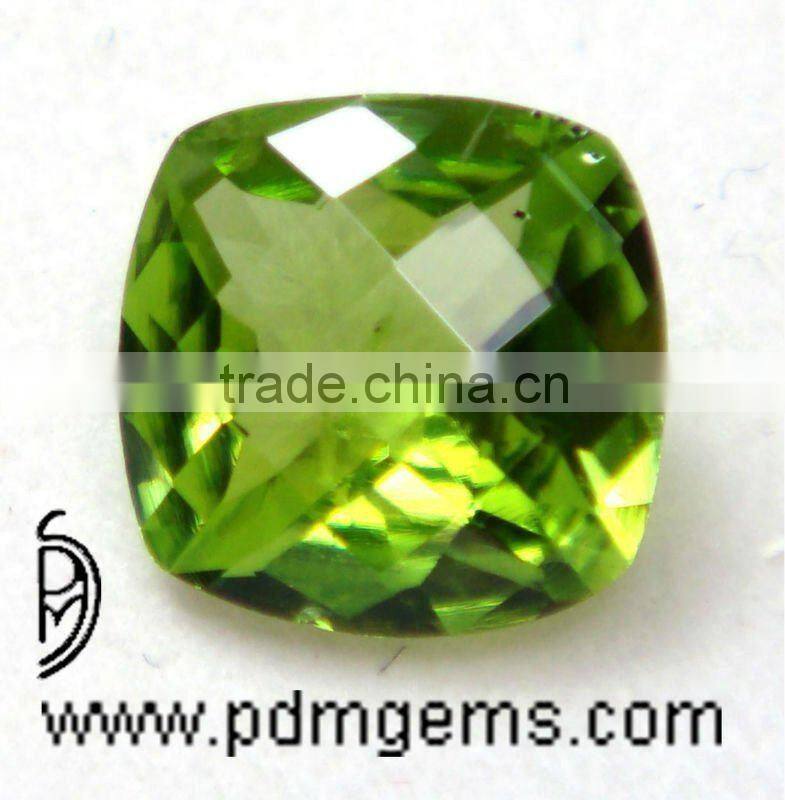 Peridot Cushion Checkerboard Briolette For Jewellery From Wholesaler