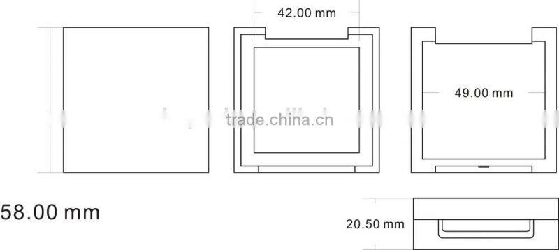 Retangular orange pressed cosmetic empty compact loose powder case