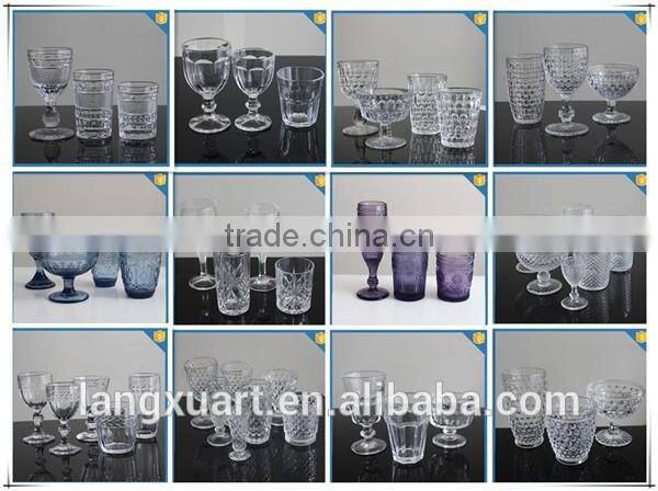 antique Set of Goblet Wine Glass engraved hand press drinking glass set