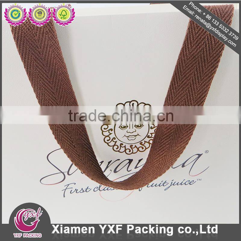PP webbing Handle Bags Colored Kraft white reinforce paper Print Bag
