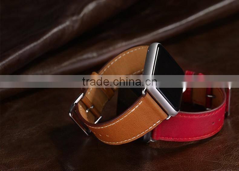 New 1:1 Original Quality Cuff Bracelet Strap Leather Watchband for Apple Watch Band 42mm 38mm With Metal Adapters