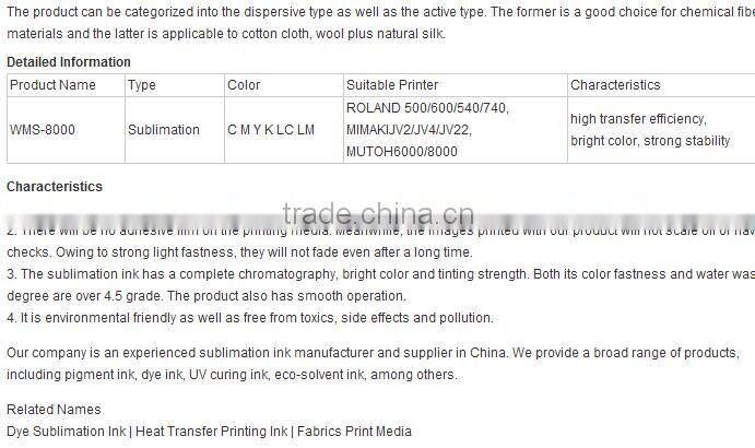 CHINA MANUFACTURER sublimation ink for DX printhead
