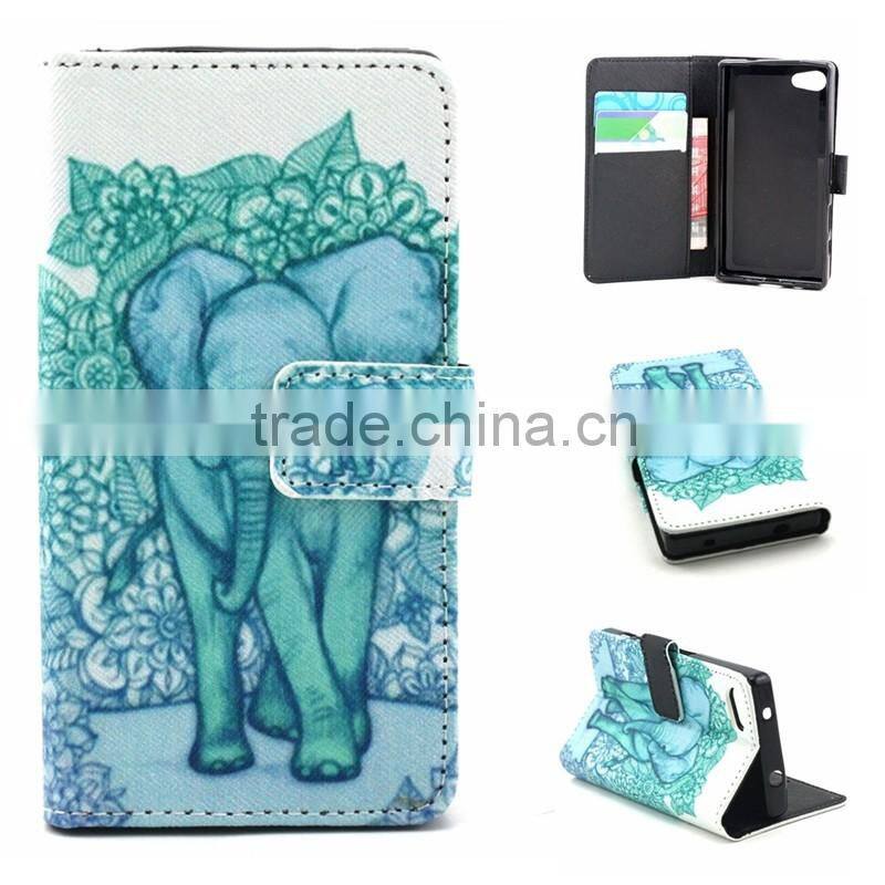 Book Style Customed Color Printed Flip Wallet Leather Cases For Sony Xperia Z5 Mini
