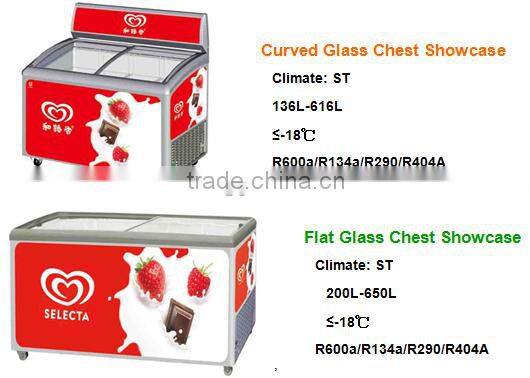 commercial streamline glass door ice cream deep freezer for supermarket
