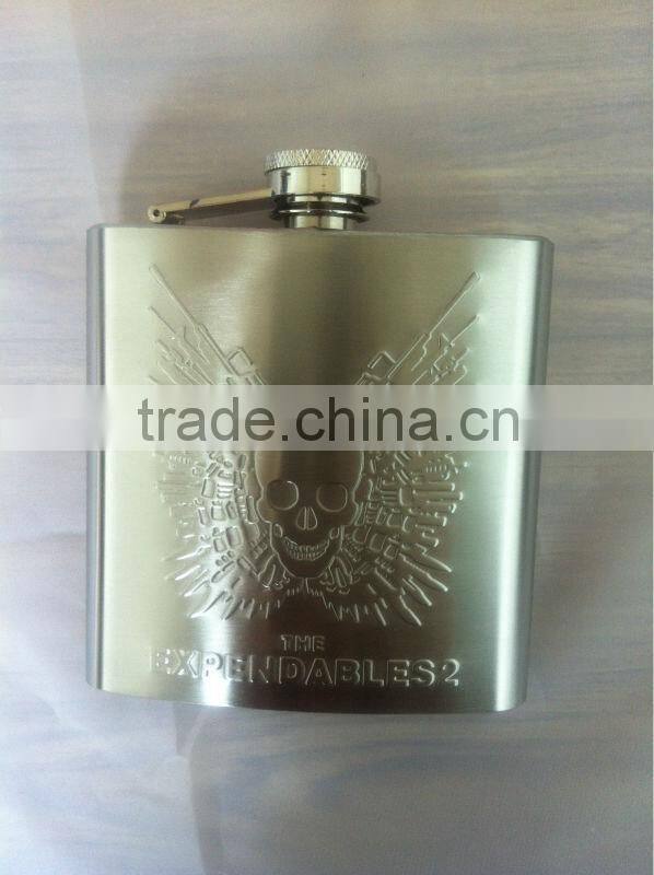 Good selling stainless steel embossed hip flask