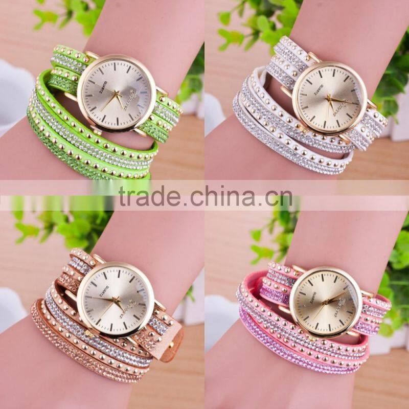 In Stock Geneva Perempuan Dots Kain Syal Band Circum Analog Pergelangan Kuarsa Menonton