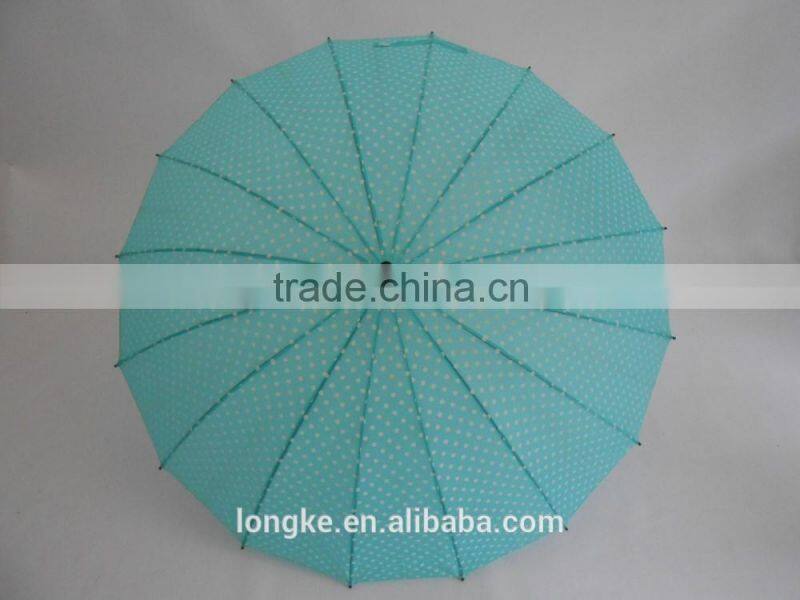 16 ribs shtaight shaft polka dot ladies umbrella