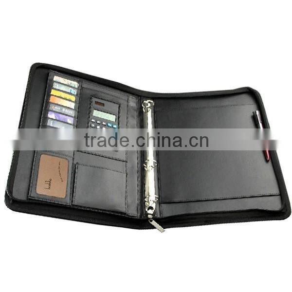 Best selling pu leather business folder with writing pad and pen set for conference