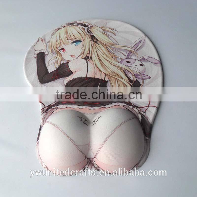 wholesale 3d sexy girl rubber cartoon mouse pad with wrist rest