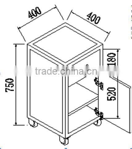 under bench steel metal tool cabinet with carstors & one door one drawer in clean room laboratory furniture
