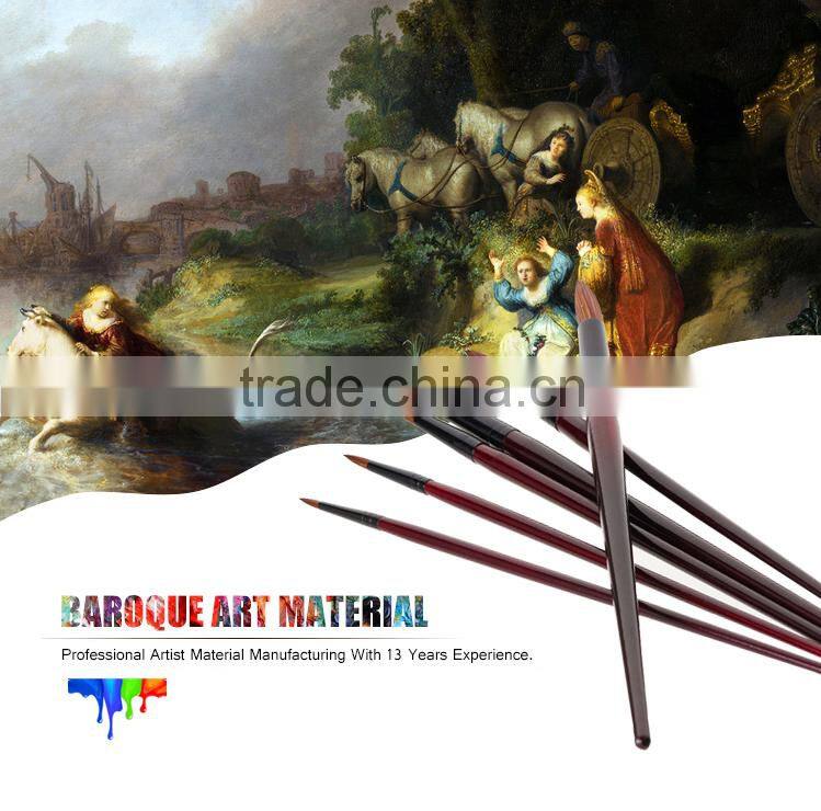 Professional upscale long wooden handle horse hair round artist water color absorbing brush set for watercolor painting