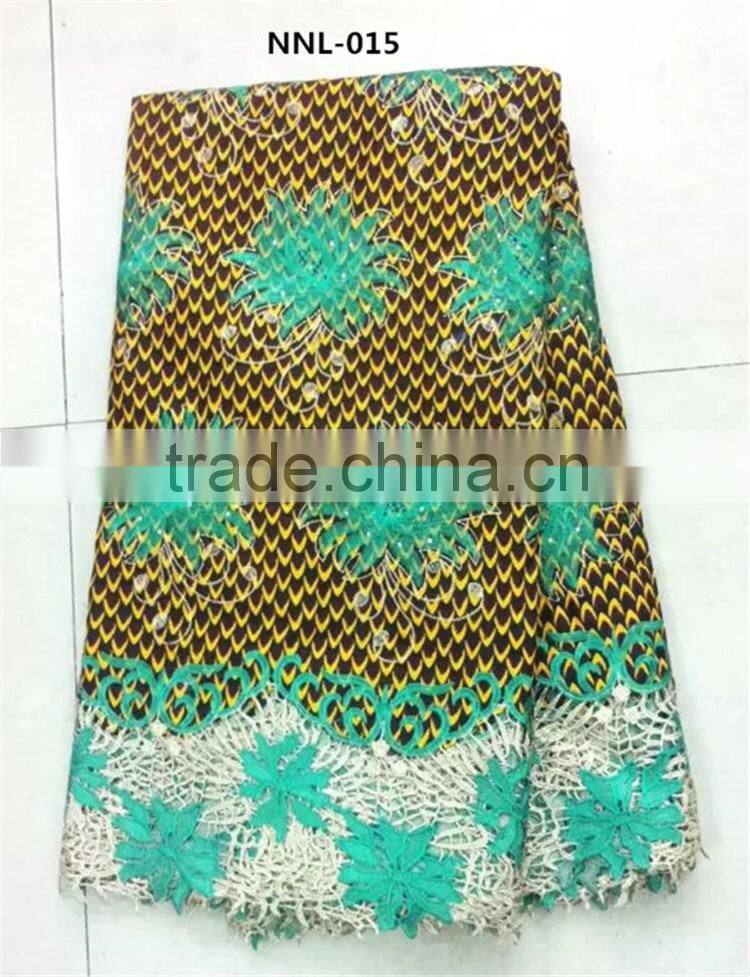China import african wax print with lace fabric guipure new wax lace for party NNL-015