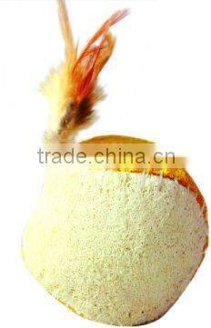 Natural loofah/luffa ball with feather for small animal