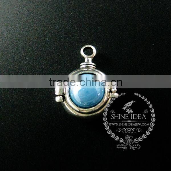 22mm round setting silver platd steam punk blue,orange,green,purple,sky blue and champage ceramic DIY pendant charm 1830068