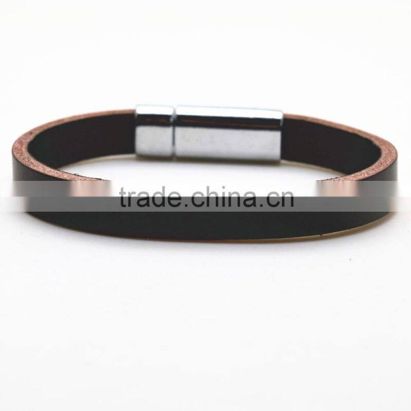 Custom fashion mens leather bracelet/charm bracelet jewelry