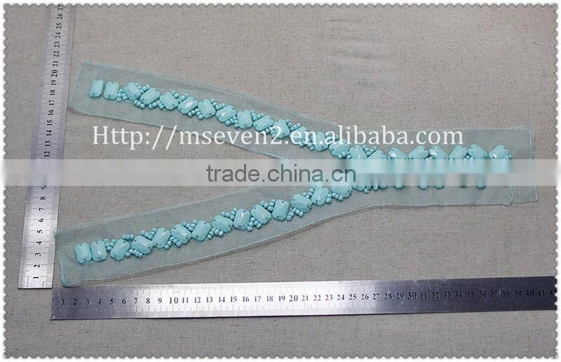 Wholesales fancy acrylic beaded collar garment accessories ladies fashion beaded neck lace collar trim