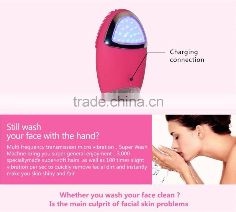 Bsonic led light rechargable electric silicone facial cleansing brush