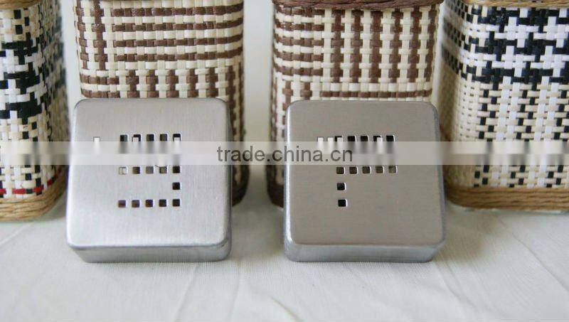 high quality square glass spice jar set