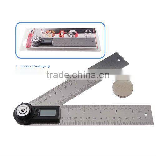 2in1 Digital Angle Finder Meter/ Protractor Stainless Steel with Moving Blade Ruler 360 degree 400mm 0~999.9 degree Range
