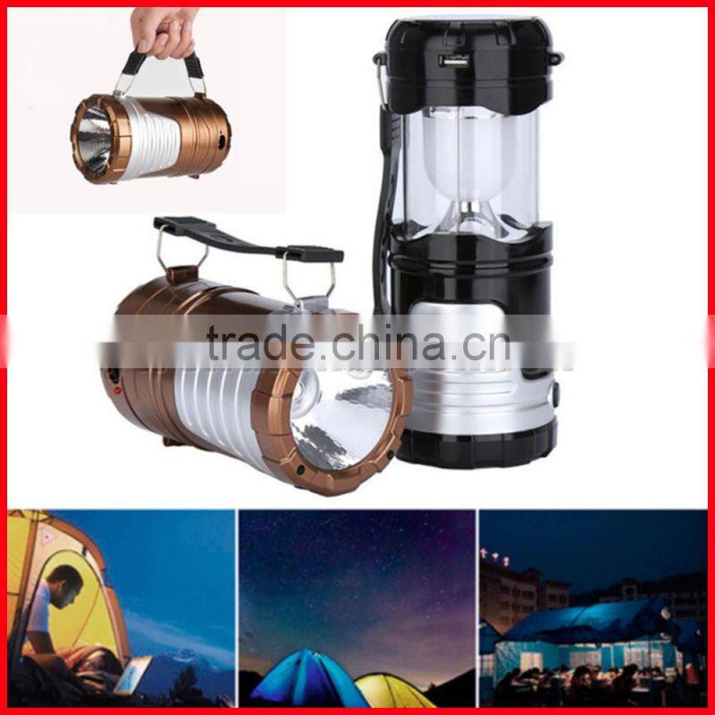 Solar USB Camping Hiking Lantern Umbrella Tent Night Light Lamp LED Flashlight