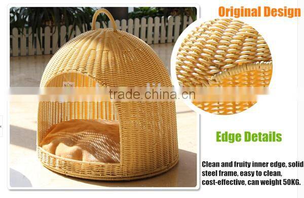 2015 New Design Cheap Fashion Rattan Wicker Small Cage Bed Cat House