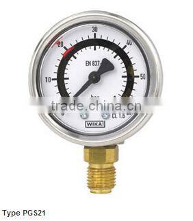 Bourdon Tube Pressure Gauges with Factory-Set Switch Contacts Stainless Steel Case Type PGS21